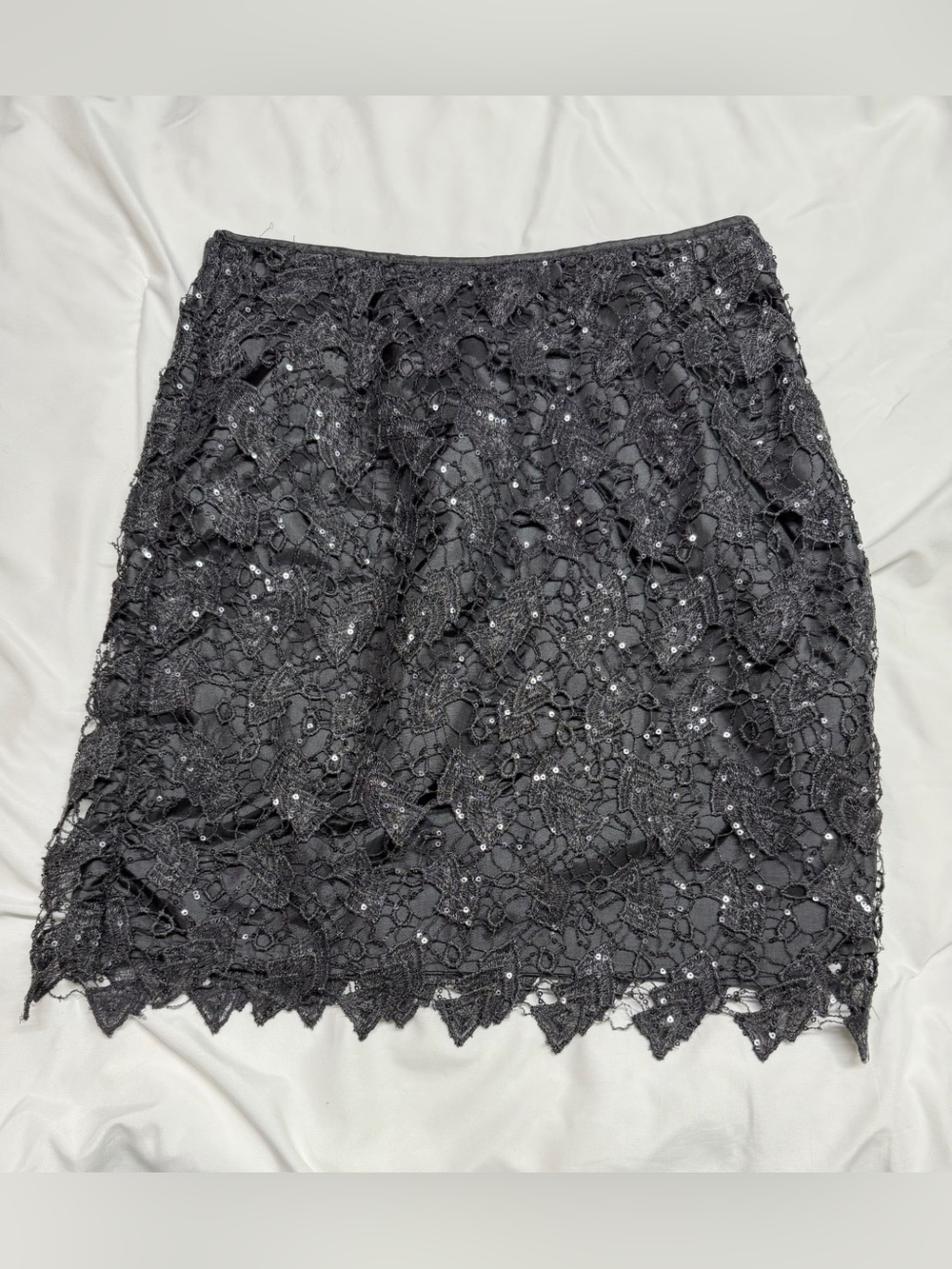 H&M charcoal grey Lace Mini Skirt with Sequin Accents